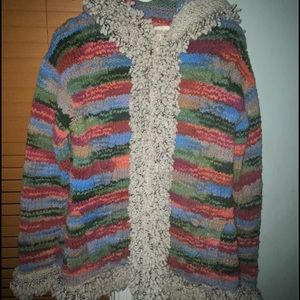 100% Wool Hooded Sweater Coat